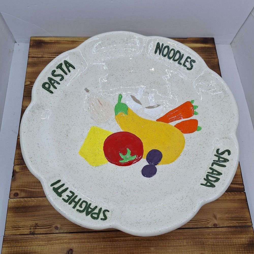 Vintage 1970's Large Ceramic‎ Pasta Serving Bowl 14"